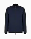 Ea7 Gold Label Zip-up Sweatshirt In Stretch Technical Twill In Navy Blue