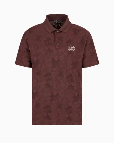 Ea7 Golf Pro Jacquard Jersey Polo Shirt In Brown