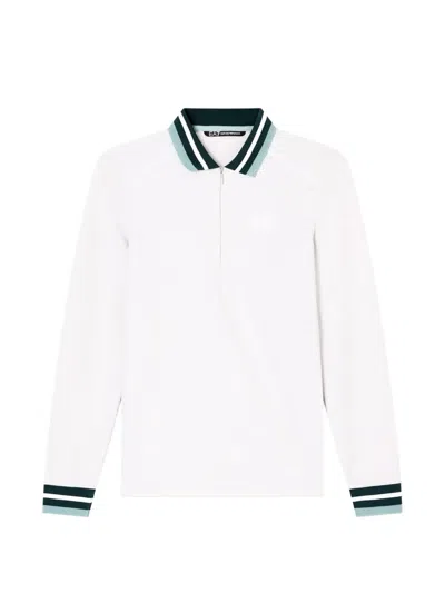 Ea7 Golf Pro Striped-trim Zip-fastening Polo Top In White