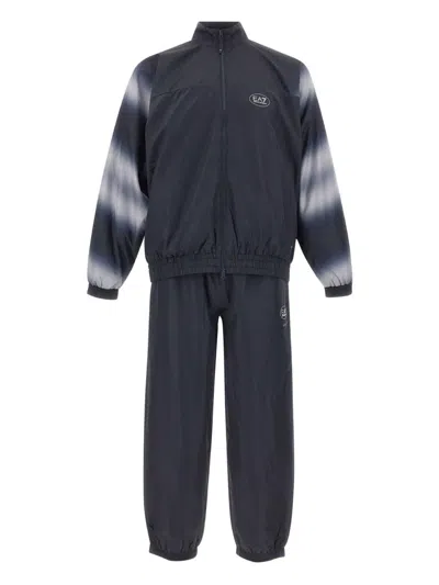 Ea7 Tennis Pro Tracksuit In Ventus7 Technical Fabric With Print In Blue