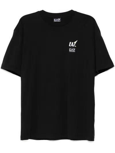 Ea7 Graphic-print Cotton T-shirt In Black