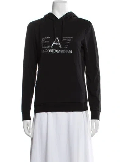 Pre-owned Ea7 Graphic Print Crew Neck Hoodie In Black