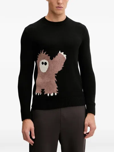 Ea7 Graphic-print Sweater In Black