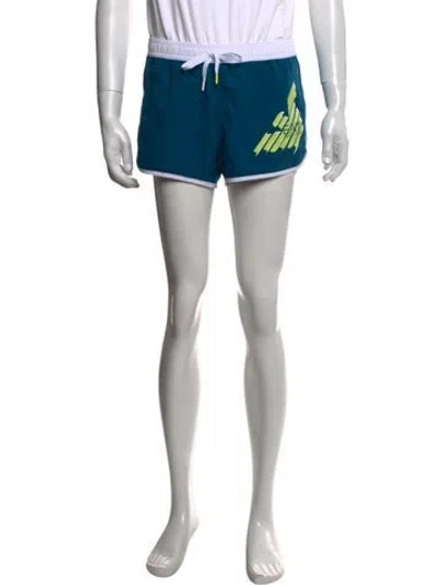 Pre-owned Ea7 Graphic Print Swim Trunks W/ Tags In Blue