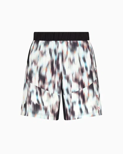 Ea7 Graphic Series Bermuda Shorts In Stretch Technical Fabric In Green