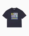 Ea7 Kids' Graphic Series Boy Cotton Jersey T-shirt With Print In Navy Blue