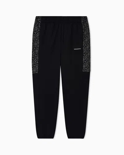 Ea7 Graphic Series Boy Pure Cotton Joggers In Black