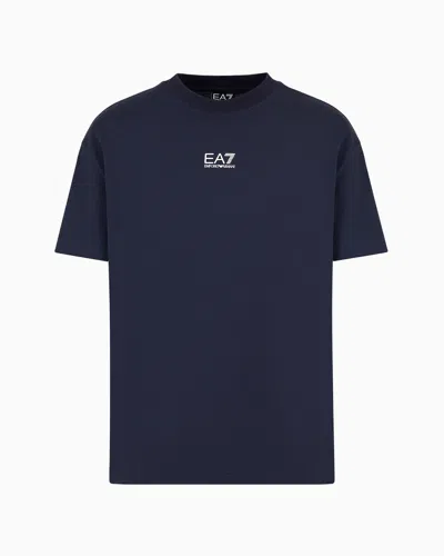 Ea7 Graphic Series Cotton Crew-neck T-shirt In Blue