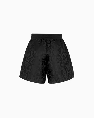 Ea7 Graphic Series Printed Satin Shorts In Black