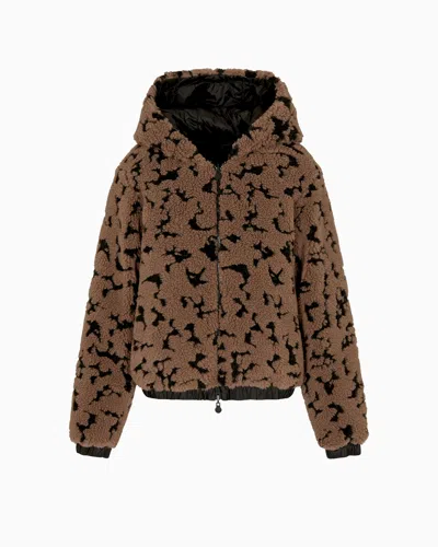 Ea7 Graphic Series Reversible Hooded Jacket In Teddy-effect Fabric In Pattern