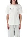 Ea7 Graphic Series Stretch Technical Fabric Crew-neck T-shirt In Natural