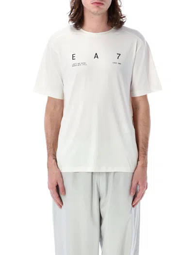 Ea7 Graphic Series Stretch Technical Fabric Crew-neck T-shirt In Natural