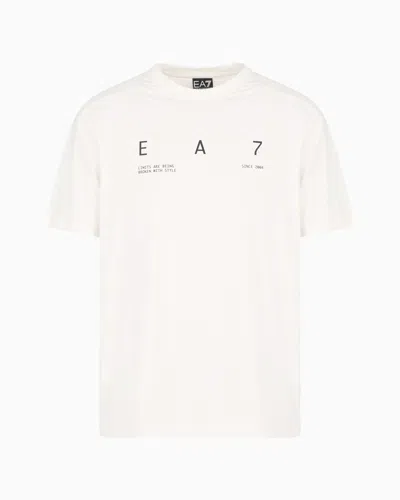 Ea7 Graphic Series Stretch Technical Fabric Crew-neck T-shirt In White