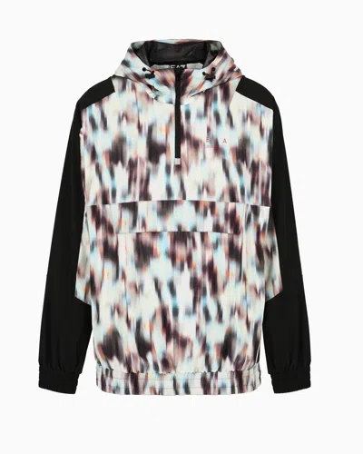 Ea7 Graphic Series Stretch Technical Fabric Hooded Jacket In Green