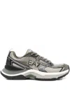 Ea7 Silk Panelled Lace-up Sneakers In Gray