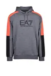 Ea7 Grey Panel Hooded Sweatshirt In Gray