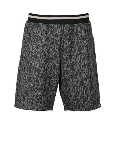 Ea7 Grey Polyester Cotton Polyamide Sweatshirt Shorts In Black
