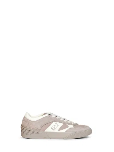 Ea7 Grey Suede With Leather Details Otg Pride Velo Sneakers In Gray