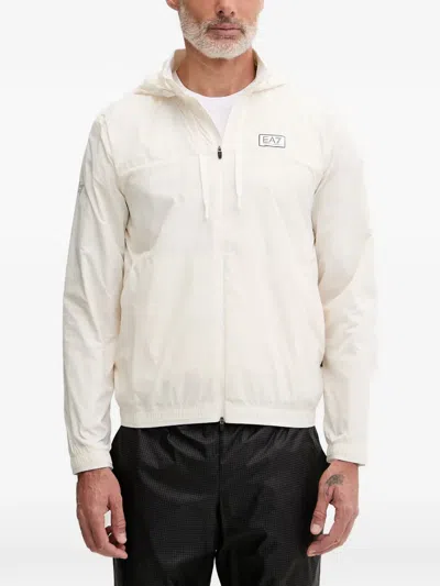 Ea7 Grid-pattern Track Pants In White