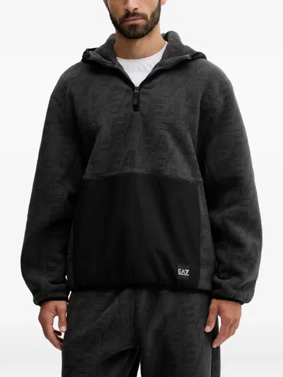 Ea7 Half-zip Hoodie In Black
