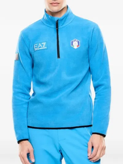 Ea7 Half-zip Sweater In Blue