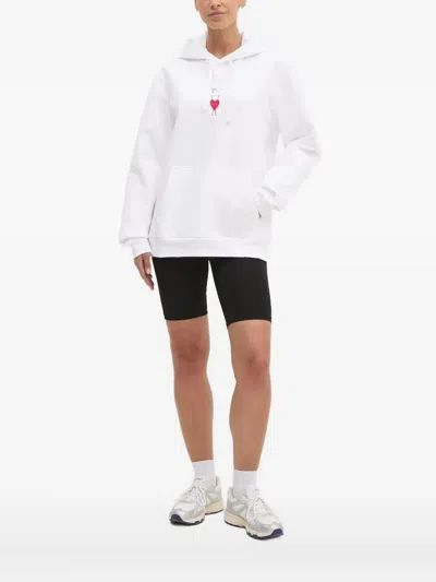 Ea7 Heart-embroidered Hoodie In White
