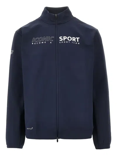 Ea7 Technical Fabric Full-zip Sweatshirt In Blue