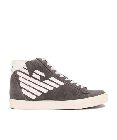 Ea7 High-top Logo Leisure Sports Shoes In White