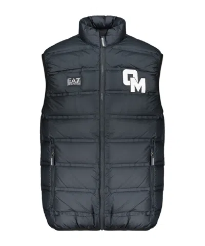 Ea7 High-neck Down Vest In Blue