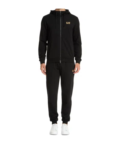 Ea7 Hoded Sportswear Set In Black