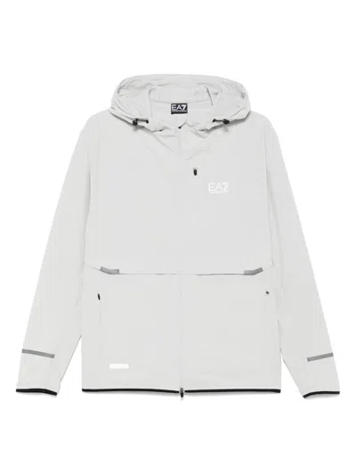 Ea7 Hooded Blouson Jacket In White