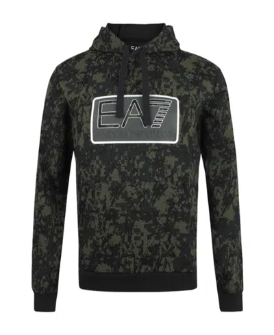 Ea7 Hooded Camouflage Sweater In Black