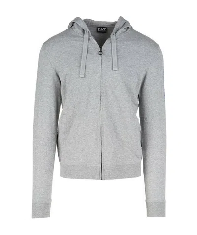 Ea7 Hooded Casual Jacket In Gray