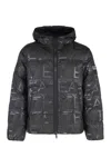 Ea7 Ll-over Logo Print Padded Jacket In Black