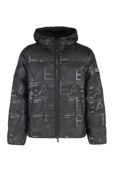EA7 HOODED FULL-ZIP DOWN JACKET