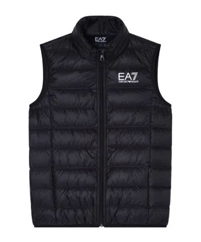 Ea7 Kids' Hooded Gilet In Black