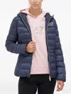 Ea7 Hooded Logo Jacket In Blue