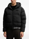 Ea7 Hooded Logo-patch Jacket In Black