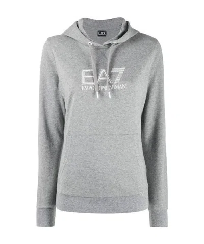 Ea7 Hooded Logo Sweater In Gray