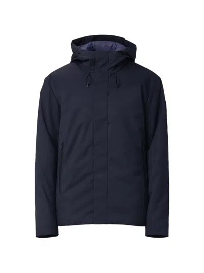 Ea7 Hooded Logo-patch Jacket In Blue