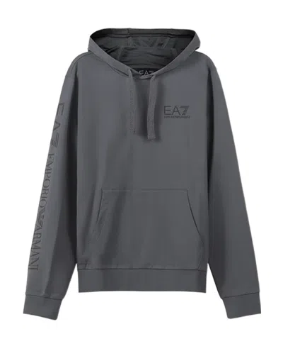 Ea7 Hooded Long-sleeved Sweater In Black