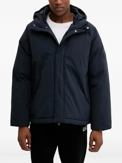Ea7 Hooded-neckline Zip-fastening Jacket In Blue