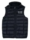 Ea7 Hooded Quilted Vest In Blue