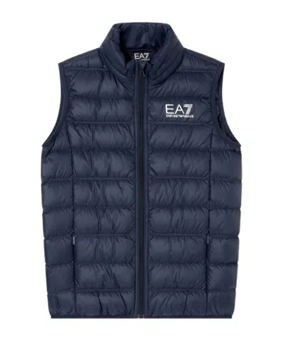Ea7 Hooded Padded Gilet In Blue
