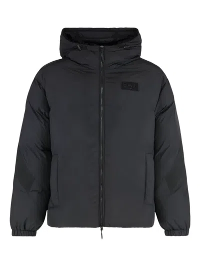 Ea7 Emporio Armani Short Nylon Jacket In Black