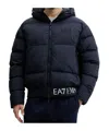 Ea7 Hooded Padded Jacket In Blue