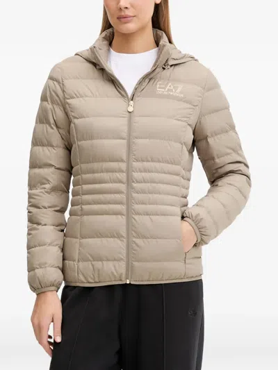 Ea7 Hooded Puffer Jacket In Gray