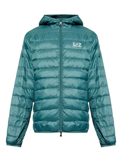 Ea7 Hooded Quilted Jacket In Green