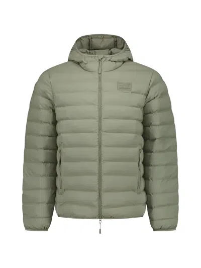 Ea7 Hooded Quilted Jacket In Green