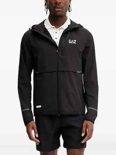 Ea7 Hooded Reflective-detail Jacket In Black